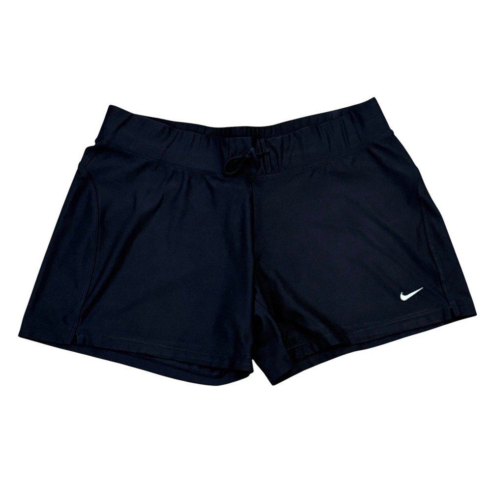 Nike Womens Black Athletic Running Shorts Elastic Waist Drawstring Swoosh Logo‎